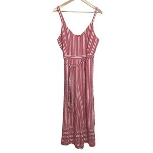 Anthropologie Red Striped Jumpsuit